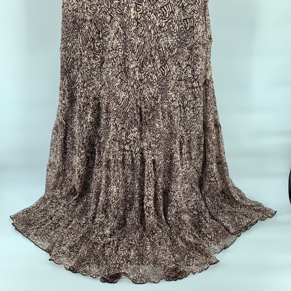 Boho Brown Abstract Maxi Dress Lined Sleeveless Crinkle Fit & Flare Plus Size 16 - Picture 3 of 14